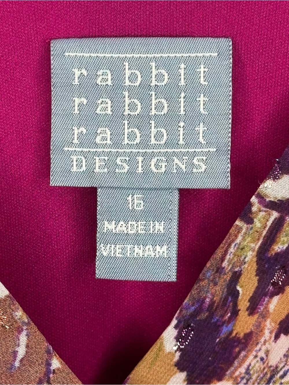 Rabbit Rabbit Rabbit Floral V-Neck Midi Dress Purple Tan Mix Asymmetrical Sz 16 - Picture 5 of 7